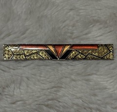 Art Deco Brooch Enamel Gold Tone Vintage Jewelry Art Nouveau Rectangle Geometric