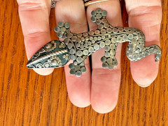vintage Sterling silver Lizard alligator or crocodile pin brooch