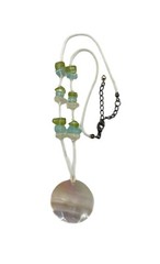 Dragonfly Pendant Abalone MOP Shell Choker Necklace Sea Glass White Green Blue