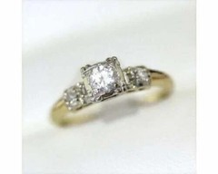 Lab Created Diamond Art Deco Style Vintage Round Cut 14K Gold FN Engagement Ring