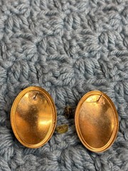 Oval Stud Earrings Multicolor Enamel Swirl Goldtone Vintage 80s Mod 1.5 inches