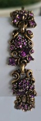 VTG Hollycraft Amethyst Purple Rhinestone Bracelet Gold Tone Signed 1950s