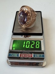 Vintage USSR 14K 583 Gold Alexandrite Ring Soviet Russian Jewelry