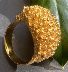 Vintage Cocktail Ring Estate Jewelry Pre-owned Sea Urchin Dome Gold Plated Sz 7