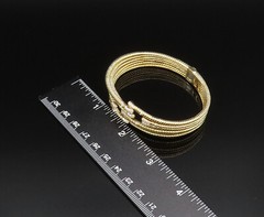 925 Silver Vintage Ribbed Gold Plated Multi Row Topaz Bypass Bracelet BT9558