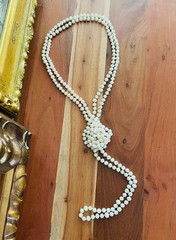 Vintage 102” Knotted Freshwater Pearl Endless Necklace Long Rope Flapper Opera