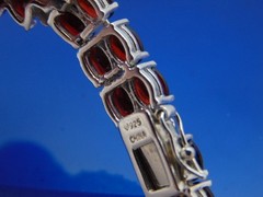 MICHELLE ALBALA 925 Sterling Silver Almandine Garnet Floral Tennis Bracelet