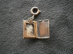 High School Book Opening Goldtone MOP Locket Pendant Charm 2.0g ~ Engraved MJG