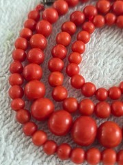 Antique Genuine Natural 100% Undyed Red Mediterranean Coral Beads Necklace