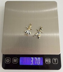 Rare Antique 14K Gold Enamel Nénette & Rintintin Lucky Charm Pair France