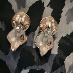 Exquisite Vintage Signed Carol Lee Pave Rhinestone Clip Door Knocker Earrings