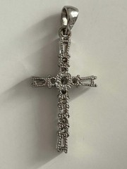 Vintage 925 silver zirconia cross with tampered baguette shape cut