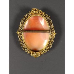 Antique 14K Gold Filigree Cameo Convertible Brooch/Pendant c. 1920s (2.5″ x 2″)