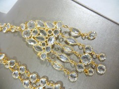 VTG HOBE STYLE HIGN END CLEAR OPEN SET RHINESTONE WATERFALL 22″ BIB NECKLACE
