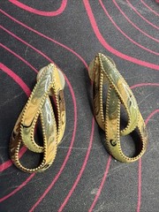 Enameled Pierced Post Earrings Drop 80’s 90’s Gold Tone