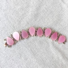 Vintage Pink Thermoset Bracelet Moonglow Atomic Mid Century Costume Jewelry