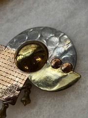 Vintage 1992 Sterling Silver Copper Bright Zinc Metal Brooch Pin by Kenda KIST
