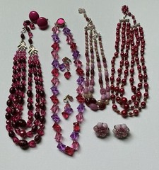 vintage 7 pc lot West Germany Japan 4 Necklaces 3 Pairs Earring MCM