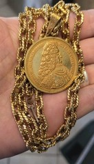 Miriam Haskell Gold Tone Double Sided Coin Pendant AND Dauplaise NECKLACE