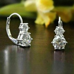2Ct Round Cut Lab-Created Diamond 14K White Gold FN Engagement Wedding Earrings