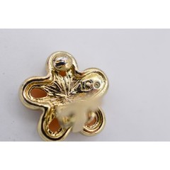 Liz Claiborne Vintage Flower Clip On Earrings Orange Crystal Signed 1980s BinZ