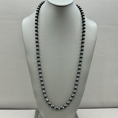 Monet Necklace Womens Black Silver tone Vintage Beaded Strand Classic 26 Inch