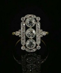 3.0Ct Three Stone Lab-Created Diamond Halo Cocktail Ring Art Deco Style Silver