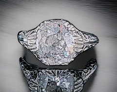 18k white gold Vintage filigree Engagement ring 2.64ct. Natural Cushion Diamond