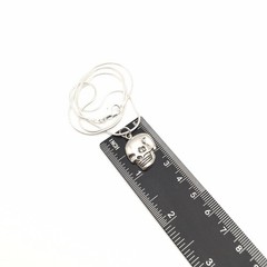 Silver Tone Costume Skull Charm Pendant Snake Chain Necklace 18” #22