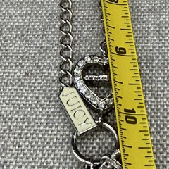 Vintage Juicy Couture Charm Necklace Silver Tone Key Heart Crown Enamel Tag
