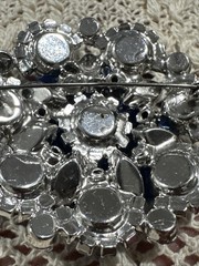 HUGE Vtg Unsigned Juliana D&E Sapphire Blue Rhinestone Brooch Earrings Set 2.3″