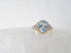 Sterling Silver 925 Natural Heated Blue Topaz Ring Size 7