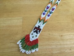 Vintage Handmade Southwest Native American Seed Bead Thunderbird Necklace