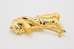 Danecraft Vintage Alligator Pin Brooch Brushed Gold Golfing Crocodile NOS BinA11