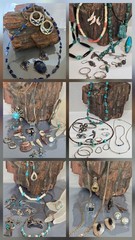 LG STERLING MIXED JEWELRY LOT-ZUNI NAVAJO MEXICO-TURQUOISE LAPIS CORAL-SOUTHWEST