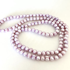 Ladies Genuine Real Pearl Purple Lavender Dyed Long Chunky Strand Necklace 36″