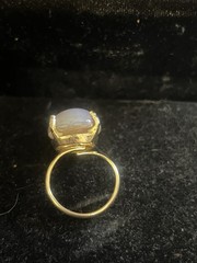 Vintage Faux Fire Opal Ring Gold Tone Adjustable Retro Mid Century Art Glass