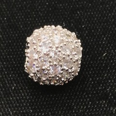 Vintage Silver Tone Pave CZ Ball Design Slide Pendant