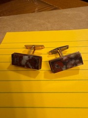Vintage Agate stone Cufflinks Gold plated USSR 1970