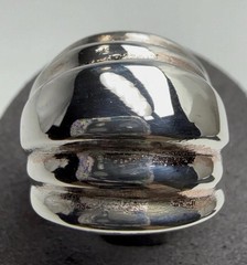 Vintage Heavy Modernist Ribbed Dome 925 Sterling Silver Cocktail Ring Sz. 7.25