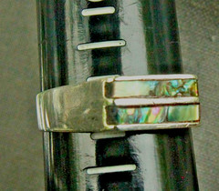 Vintage 1960s sterling silver abalone / mop ring 925 size 8.75 Bahamas