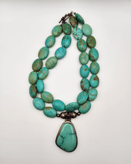 Vintage 925 Sterling Silver Genuine Turquoise Beaded Necklace