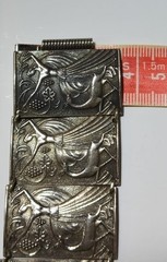 Armenian silver-plated metal bracelet, signed, 8 panels