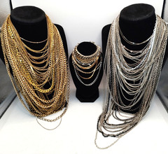 119 Pcs – Gold/Silver/Black Toned Chain Necklaces/Bracelets/Anklets 1.88lbs #685