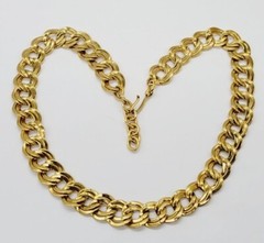 MONET Necklace Gold Tone Double Oval Link RARE Statement Runway Vintage 21 in