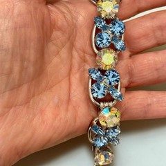 Juliana D&E Blue Aurora Borealis Rhinestone 5 Link Choker Necklace