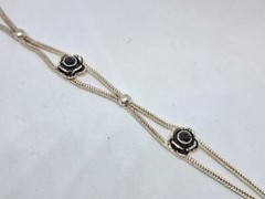 Vintage Set Necklace, Stud Earrings and Bracelet 925 Black Rose Ideal Gift