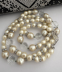 Vintage YSL Yves Saint Laurent Necklace Long Opera Faux Baroque Pearl Choker