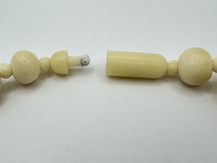 Vintage Antique Bovine Bone Beads Hand Carved Beaded Barrel Closure Necklace 31”