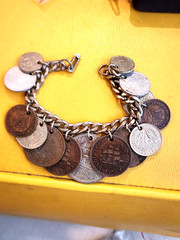 Vintage 14 RARE 1950’s Coin Charm Bracelet South Africa, India